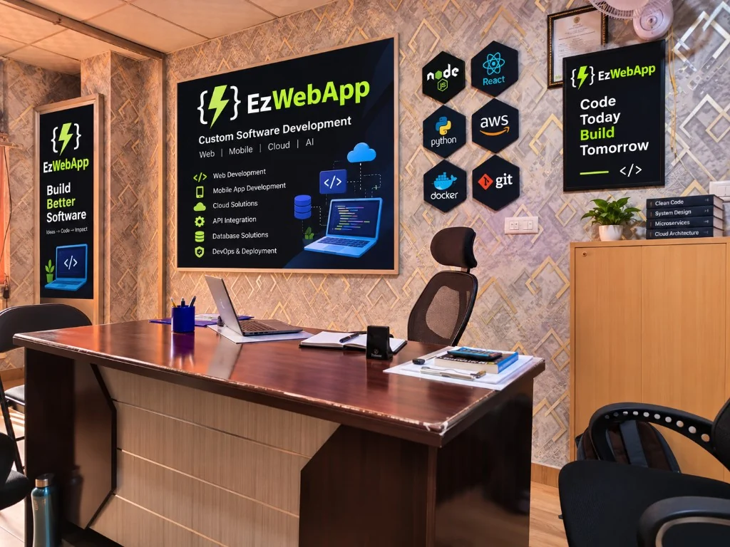 EzWebApp office with custom software development workspace